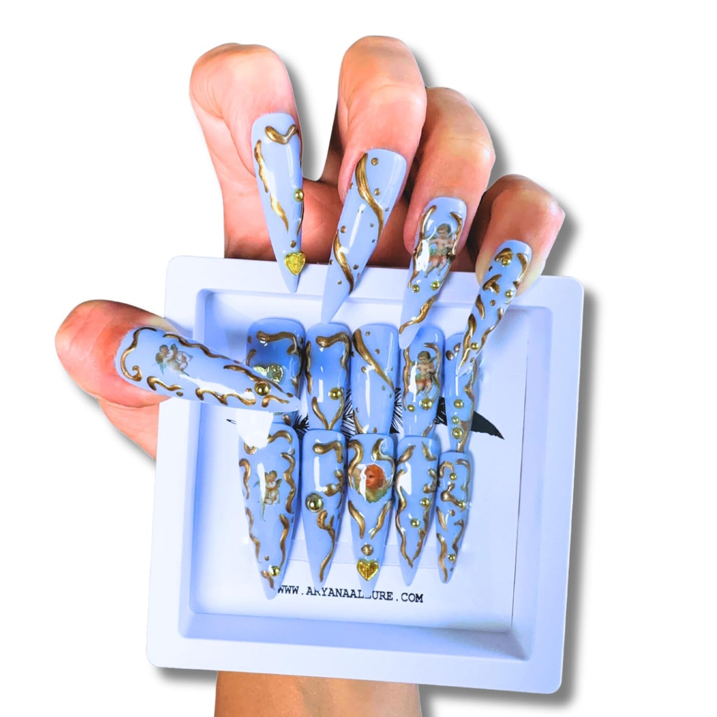 ARYANA NEW YORK Handmade Press On Nails - Blue Angels Collection